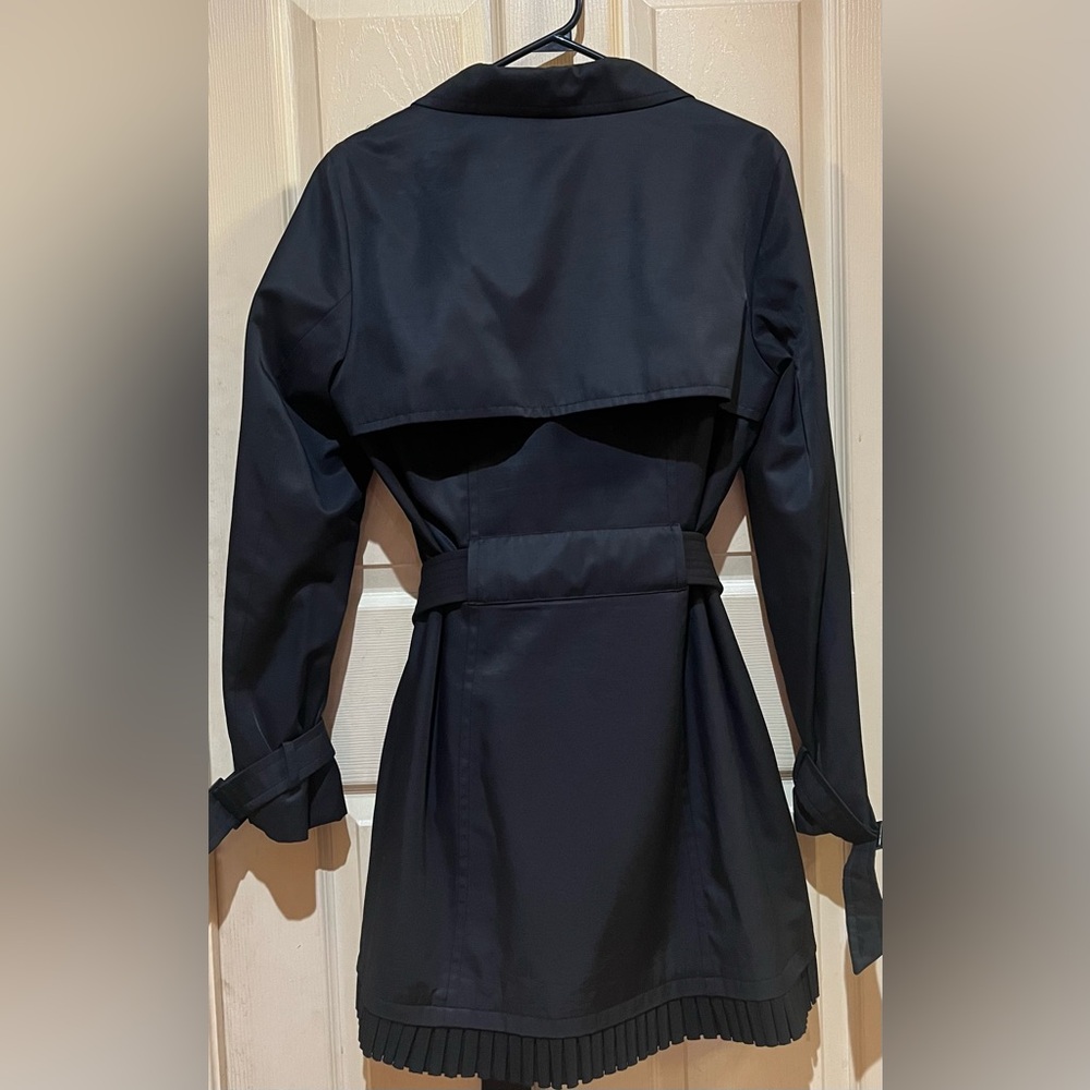 Hilary Radley Black Trench Coat, Size Medium - Picture 2 of 8